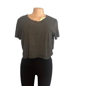 Aerie Grey Open Keyhole Casual Crop Top